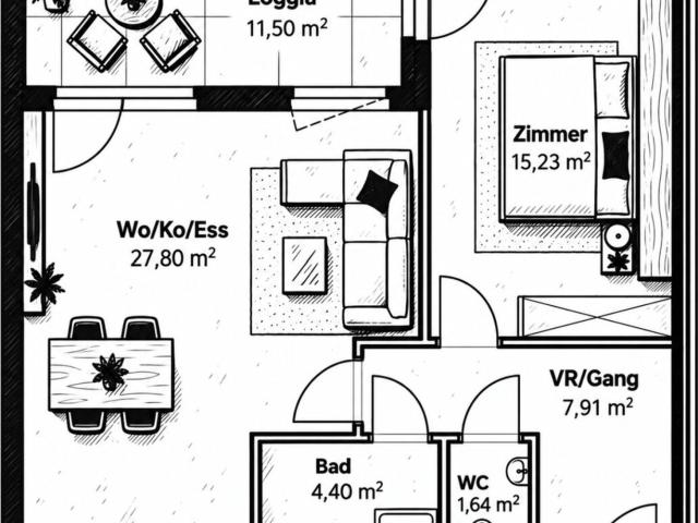 Perfekt Geschnittene 2 Zimmer Wohnung mit Loggia in Zentraler Lage von Kalsdorf
