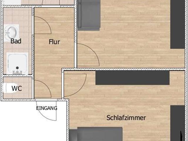 Perfekt geschnittene 2 Zimmer Wohnung als 2er Studenten WG geeignet