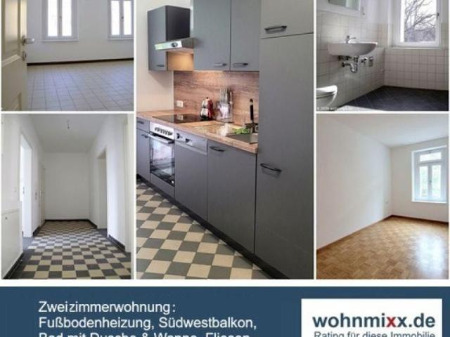 Perfekt: Südwestbalkon, FB Heizung, Bad mit Du + Wanne, Parkett.