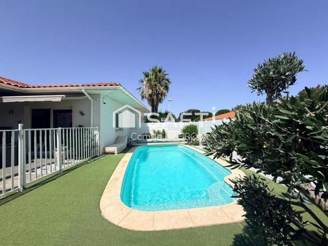 Perpignan,secteur catalunya, maison 4 faces plein pied, exterieur arbore, piscine
