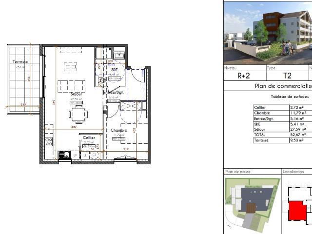 Petite résidence de charme de 12 appartements vendus neufs. 52m² Pau