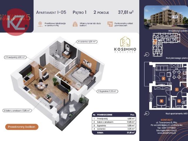 Nowoczesne 2 pokojowe mieszkanie w centrum Piły z gwarancją ceny