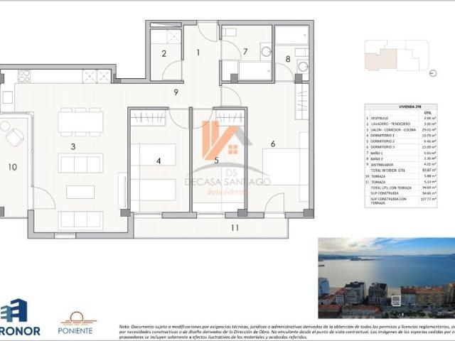 Piso exclusivo de 107 m2 en venta en Vilagarcía de Arousa, España