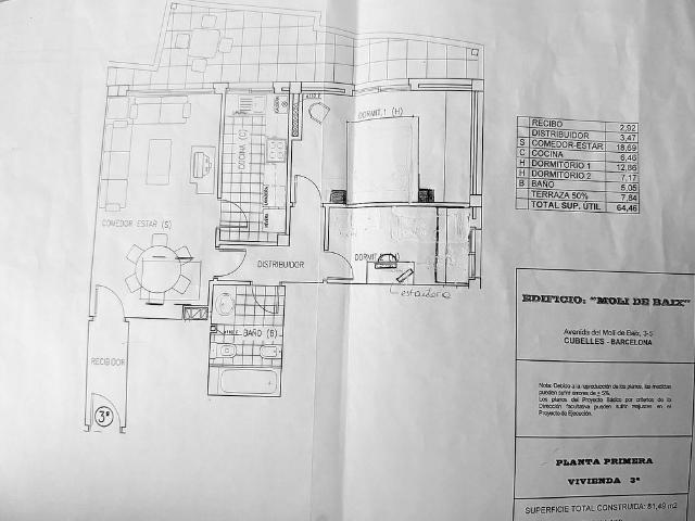 Piso en venta en avenida Moli de Baix, Cubelles, de 75 m² 2 habitaciones por 295.000