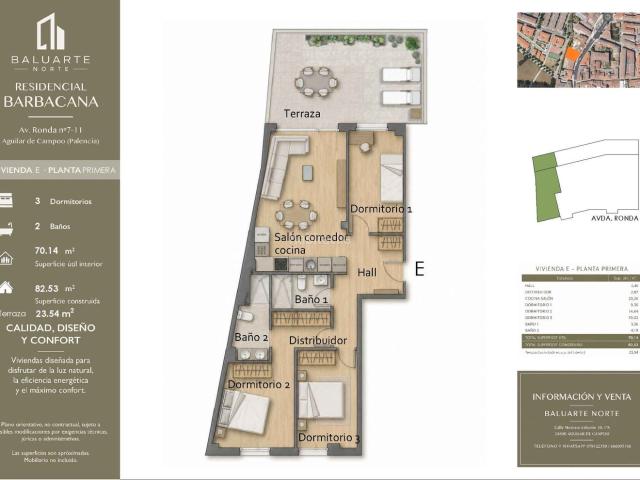 Piso en venta en Aguilar de Campoo. 3 dormitorios y una espectacular terraza para disfrutar en familia. Pisos Aguilar de.