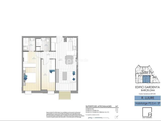 Piso en venta en Barcelona, Fort Pienc. Obra nueva junto a la Sagrada Família viviendas de 2 y 3 habitaciones con terraza, balcón y parking opcional. Pisos.