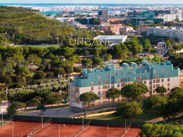 Piso en venta en Barcelona, La Marina del Port. Elegante apartamento de obra nueva de 58,27 m con 1 dormitorio, terraza y piscina en la azotea en Montjuïc. Pisos.