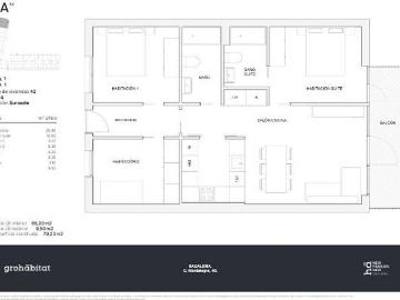 Piso en venta en calle Montalegre, Badalona, de 79 m² 3 habitaciones por 416.000