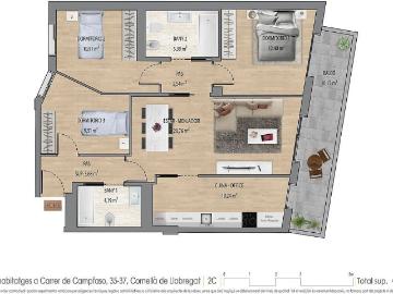 Piso en venta en calle Campfaso, Cornellà de Llobregat, de 79 m² 3 habitaciones por 420.000
