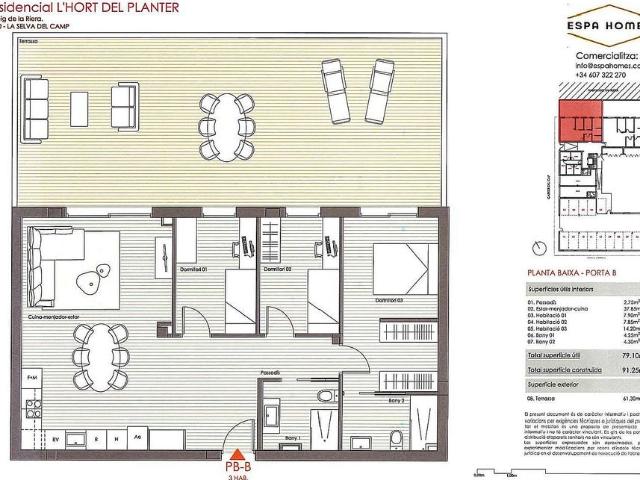 Piso en venta en calle De la Riera, Selva del Camp, La, de 79 m² 3 habitaciones por 270.000