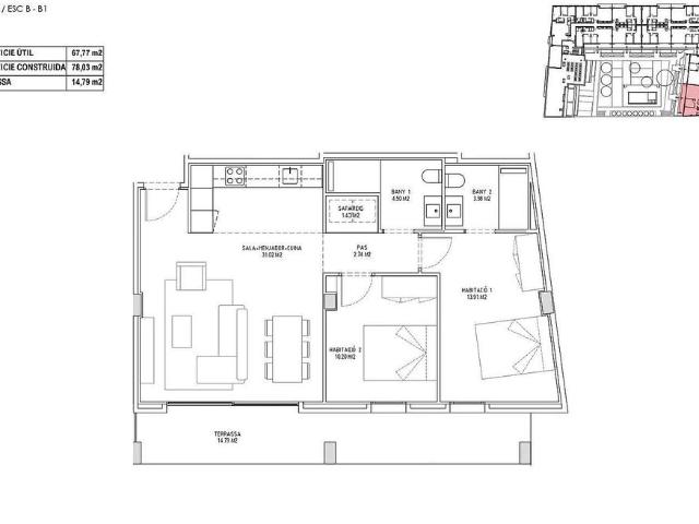 Piso en venta en calle Ricard Casademont, Llagostera, de 68 m² 2 habitaciones por 247.000