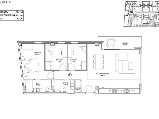 Piso en venta en calle Ricard Casademont, Llagostera, de 76 m² 3 habitaciones por 245.000