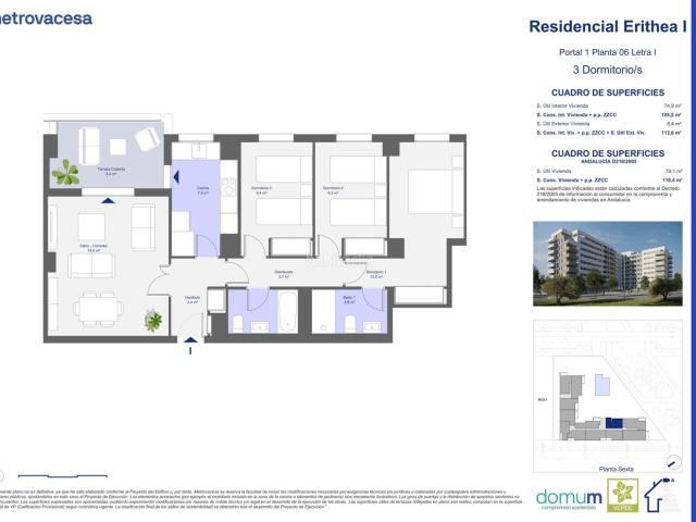 Piso en venta en Dos Hermanas, Entrenúcleos. Residencial Erithea. Pisos Dos.