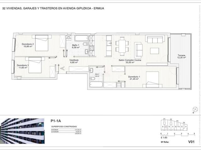 Piso en venta en Ermua. Ermua Berria, Portal 1,modelo A. Pisos.