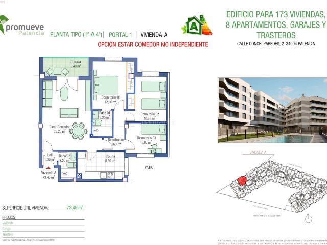 Piso en venta en Palencia, San Antonio. VIVIENDAS OBRA NUEVA CON GARAJE, TRASTERO, PISCINA Y GIMNASIO EN SAN ANTONIO. Pisos.