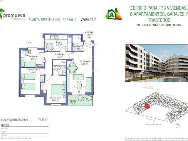 Piso en venta en Palencia, San Antonio. VIVIENDAS OBRA NUEVA CON GARAJE, TRASTERO, PISCINA Y GIMNASIO EN SAN ANTONIO. Pisos.