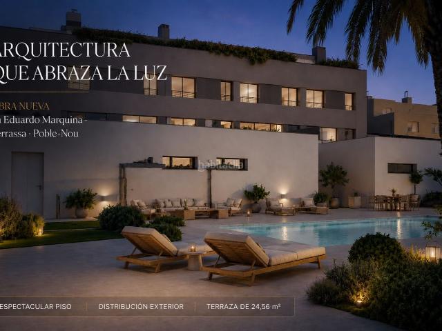 Piso en venta en Terrassa, Poble Nou. ESPECTACULAR PISO DISTRIBUCIÓN EXTERIOR TERRAZA DE 24,56 m. Pisos.