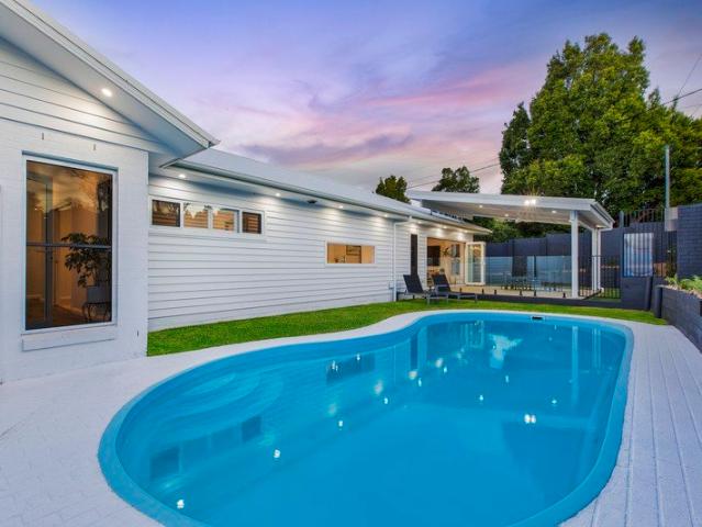 Poolside entertaining. Space to come togetherand retreat