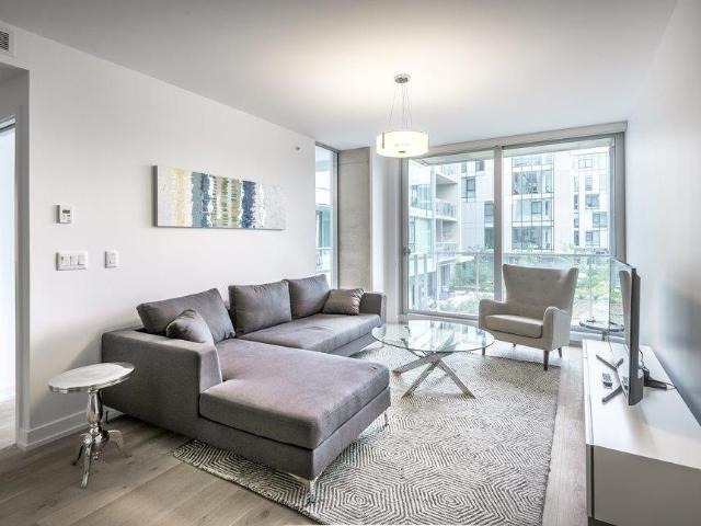 Pointe Saint Charles Montreal Furnished Apartment Rental at Myst sur le Canal Gorgeous 1 Bedroom plus 1 Bathroom with Balcony and Hardwood Floors