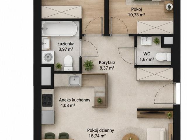 Polecam nowoczesne 3 pokojowe mieszkanie 55,77 m² z balkonem i loggią