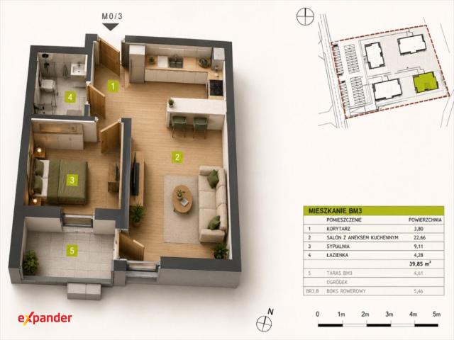 Polecam nowoczesne 39,85 m² mieszkanie deweloperskie z tarasem