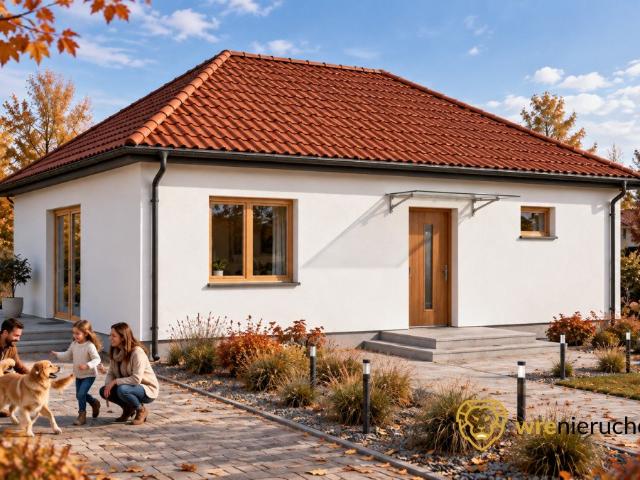 Polecam nowoczesny dom parterowy 78,58 m² z dużą działką 1200 m²