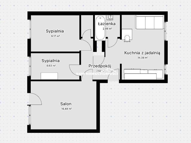 Polecam ciepłe 3 pokojowe mieszkanie 59 m² w Kwidzynie