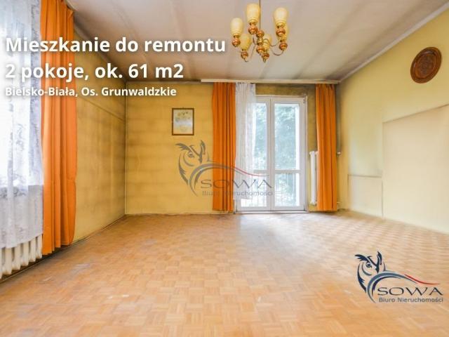 Polecam przestronne 2 pokojowe mieszkanie 61,37 m² z dużą kuchnią i balkonem