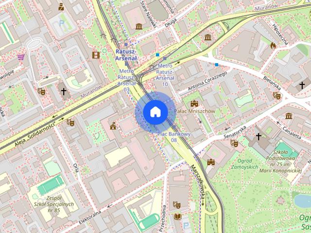 Plac Bankowy | 30 m² | 2 pokoje | 8. piętro z widokiem na Ogród Saski
