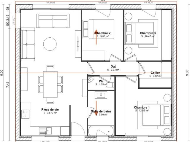 PLAIN PIED 3 CHAMBRES SUR DOUVRIN