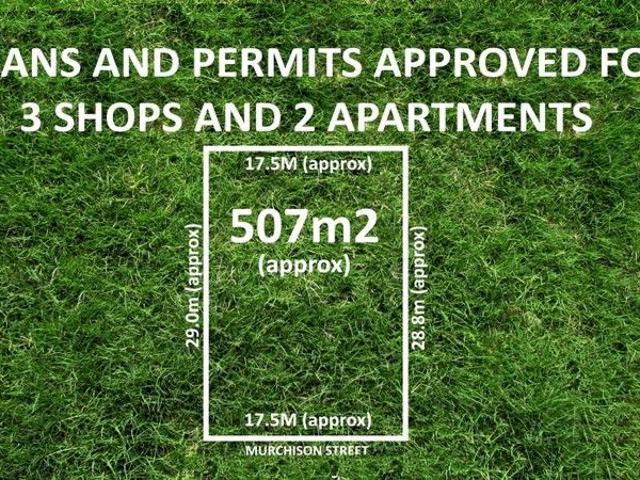 PLANS AND PERMITS APPROVED FOR 3 SHOPS AND 2 APARTMENTS AND OPTION FOR ADDITIONAL DOUBLE STOREY AT THE REAR