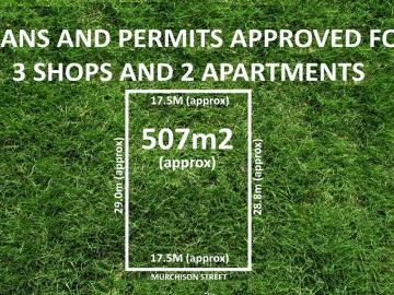 PLANS AND PERMITS APPROVED FOR 3 SHOPS AND 2 APARTMENTS AND OPTION FOR ADDITIONAL DOUBLE STOREY AT THE REAR