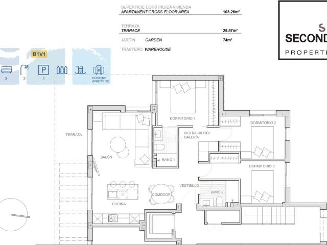 Planta baja en venta en Torre Pacheco, Mar Menor golf. EstenbspResidencialnbspcon apartamentos se encuentranbspubicado en el exclusivo resort de Santa Rosalía, Murcia.En esta promoción. Plantas.