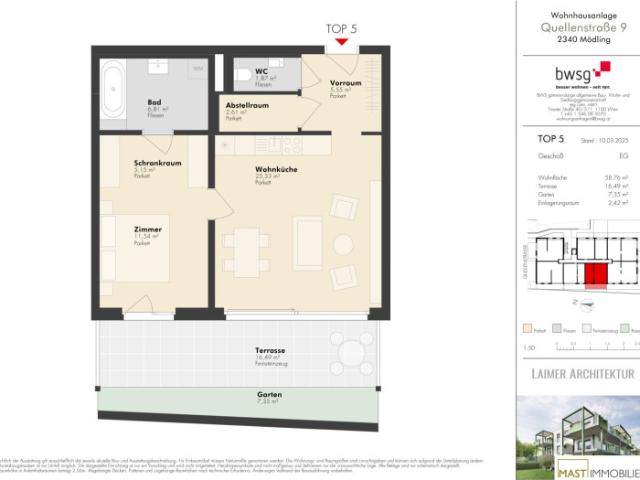 Provisionsfrei* 2 Zimmer Gartenwohnung in Mödling