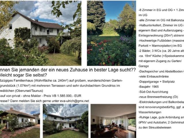 Provisionsfrei! Von privat: Großes Haus Oberursel Eichwäldchen