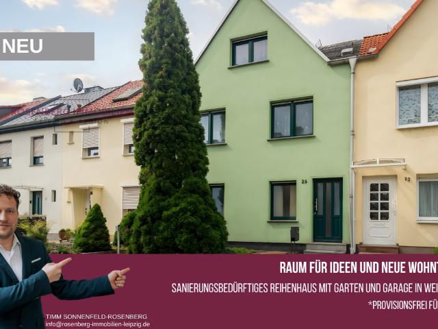Provisionsfrei für Käufer: Ausbaufähiges Reihenhaus mit Garten, Garage & Potenzial in Weißenfels