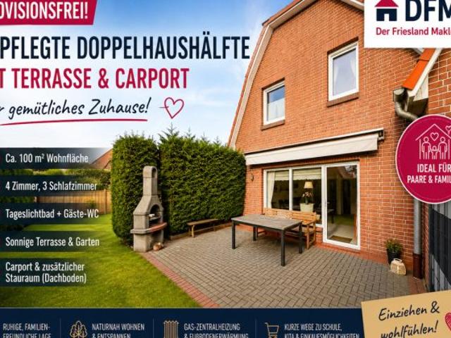 PROVISIONSFREI: Gepflegte Doppelhaushälfte mit Terrasse & Carport – Ihr gemütliches Zuhause!