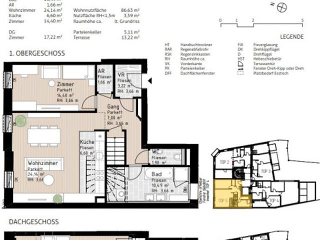 Provisionsfrei inkl. 2 TG Plätze Wohnen in Verbundenheit stylische Maisonette mit südseitiger Dachterrasse