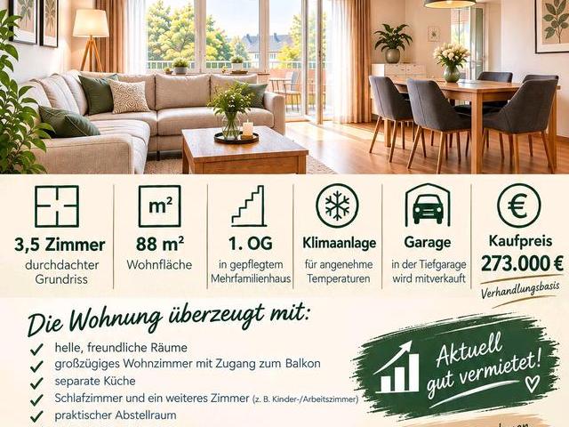Provisionsfreie vermietete 3.5 Zimmer Eigentumswohnung