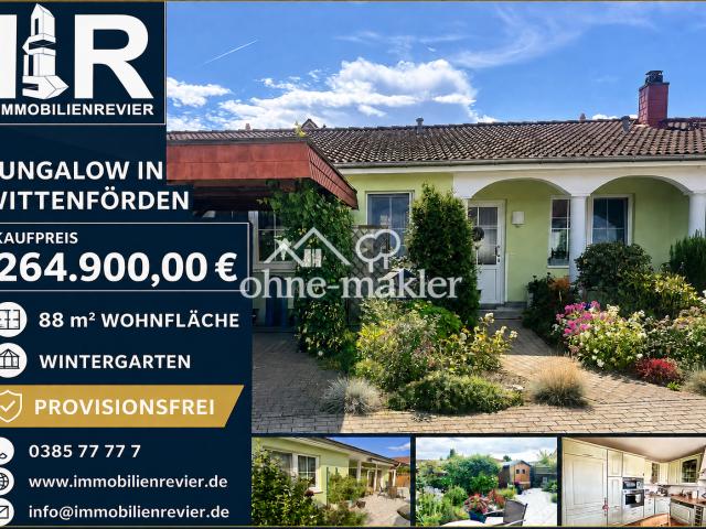 Provisionsfreier Reihenbungalow mit Wintergarten und gepflegtem Garten in Wittenförden