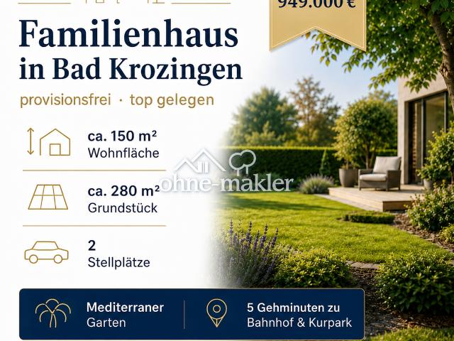 Provisionsfreies Familienhaus in Bad Krozingen: Garten, Dachterrasse, 2 Stellplätze, Bahnhofsnähe