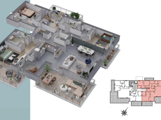 Proche Cannes 5 pièces neuf dernier étage vue mer terrasse. 157m² Le Cannet