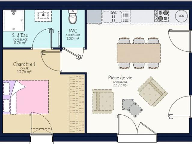 Projet de construction d'une maison neuve de 38.74 m² avec terrain à CHATEAUBRIANT 44