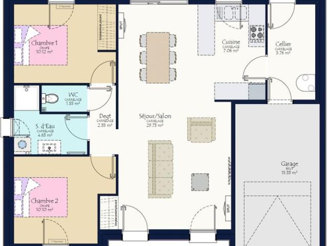 Projet de construction d'une maison neuve de 71.3 m² avec terrain à VAY 44