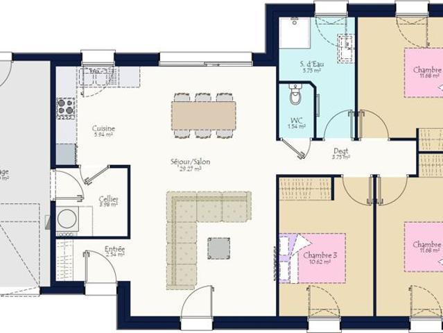Projet de construction d'une maison neuve de 86.75 m² avec terrain à SAINTE PAZANNE 44