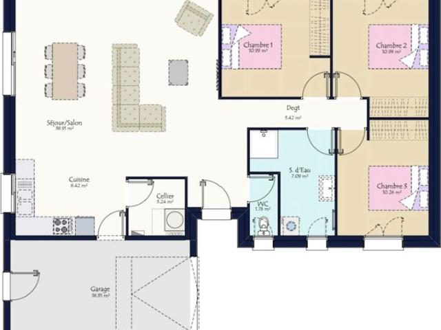 Projet de construction d'une maison neuve de 95.07 m² avec terrain à LA CHAPELLE GLAIN 44