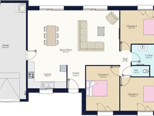 Projet de construction d'une maison neuve de 98.02 m² avec terrain à LA GRIGONNAIS 44