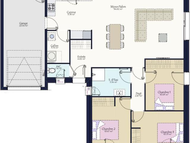 Projet de construction d'une maison neuve de 92.96 m² avec terrain à CHAUMES EN RETZ 44