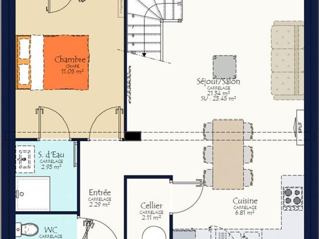 Projet de construction d'une maison neuve de 93.75 m² avec terrain à SAINTE LUCE SUR LOIRE 44