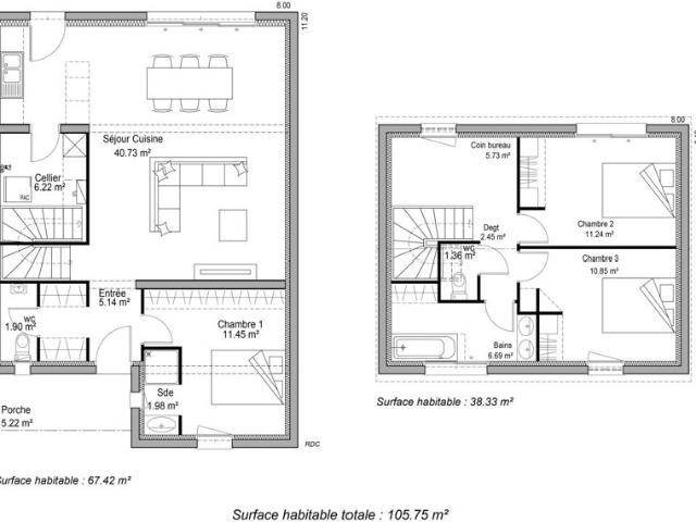 Projet de construction d'une maison 106 m² avec terrain à VILLEGOUGE 33